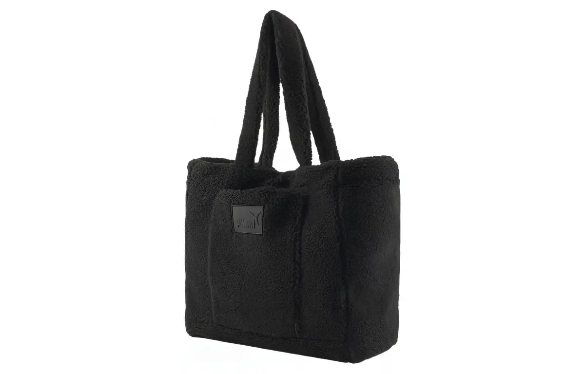 PUMA Plush Fabric Tote Bag, Shopping Bag, Shoulder Bag, Handbag Women's Black