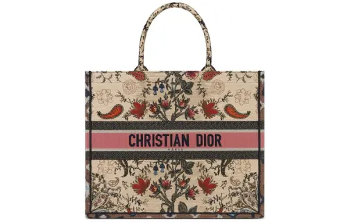 DIOR BookTote Canvas One Shoulder Tote Handbag Large Women's Multicolor