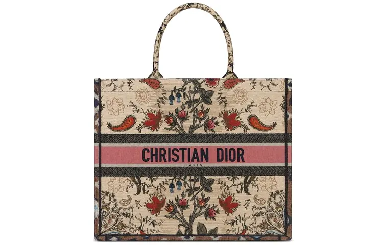 DIOR BookTote Canvas One Shoulder Tote Handbag Large Women's Multicolor