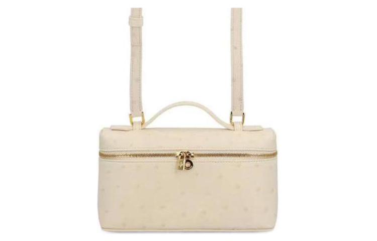 Loro Piana ExtraPocket Ostrich Leather One Shoulder Handbag Women's Light Beige White