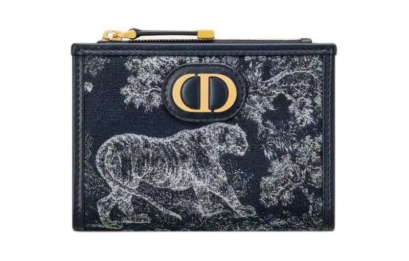 DIOR 30 Montaigne Toile De Jouy Reverse Jacquard Fabric Wallet Women's Black