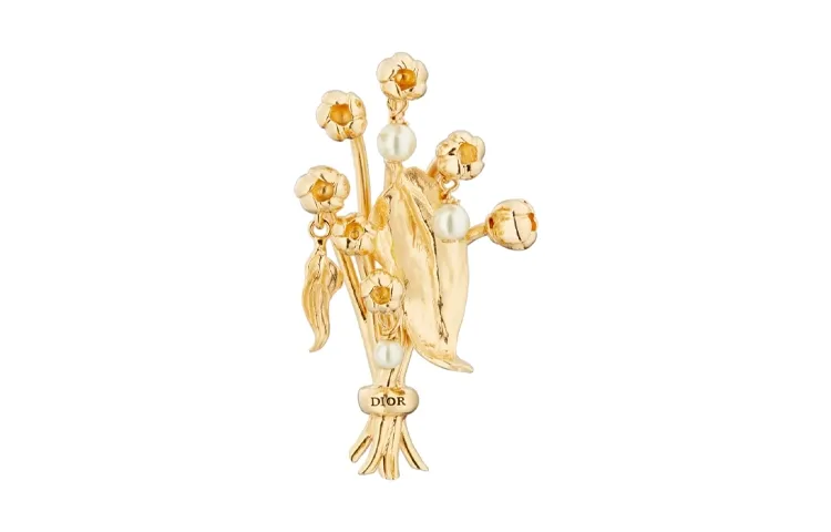 DIOR Copper Alloy, Artificial Resin Brooches Women's Gold