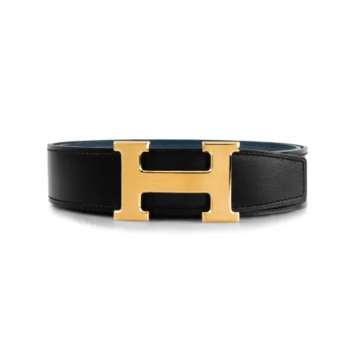HERMES Togo Calfskin Leather Belts Men's Width 3.2cm