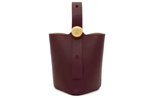 LOEWE Soft Cow Leather Bucket Bag, Shoulder Bag, Crossbody Bag, Handbag Mini Women's Burgundy
