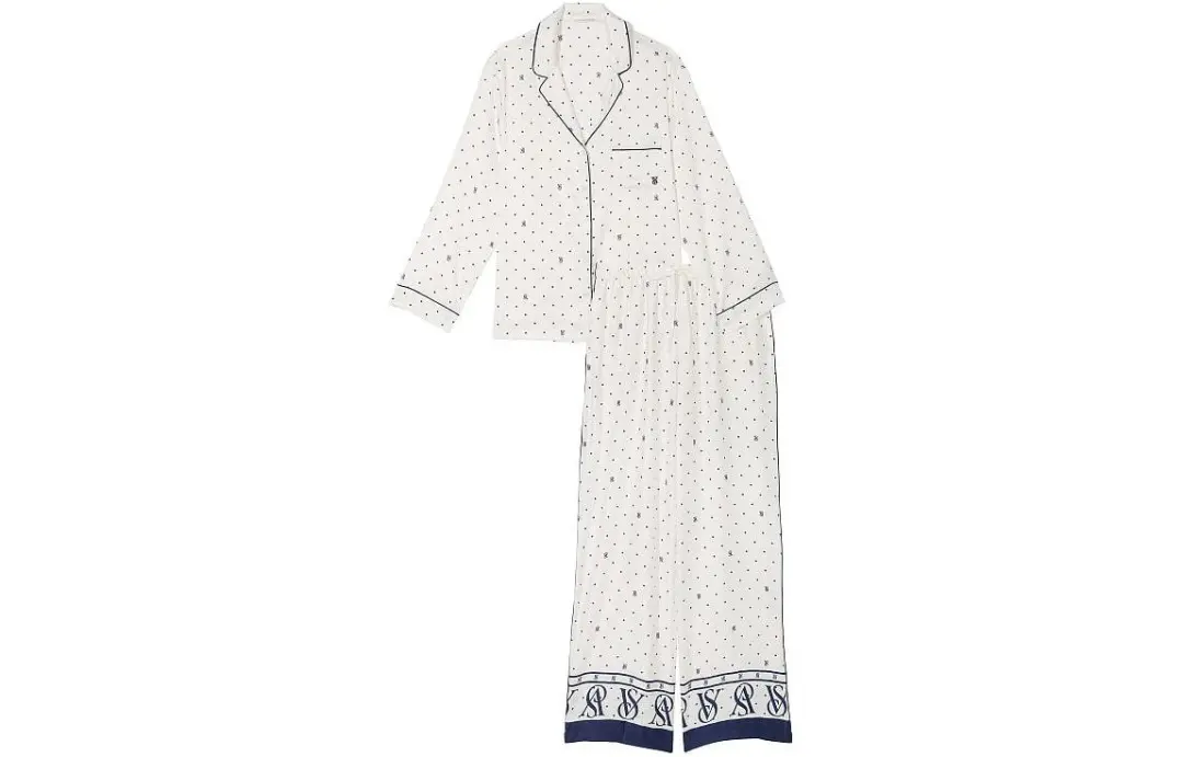 Victoria's Secret Pajama Set Women's White Polka Dot