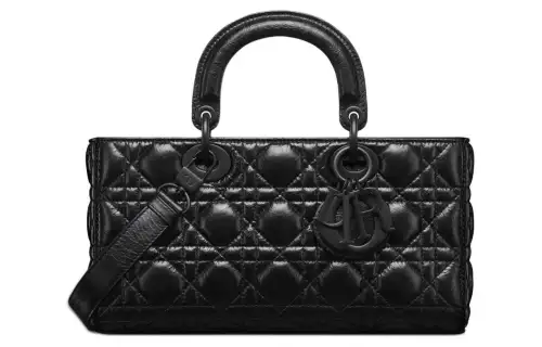 DIOR Lady D JOY Pleated Vine Pattern Calfskin Shoulder Bag, Crossbody Bag, Handbag Medium Women's Black