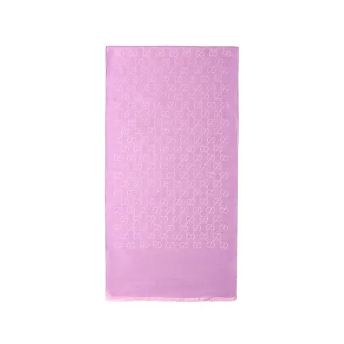GUCCI GG Logo Wool Silk Scarf Lilac