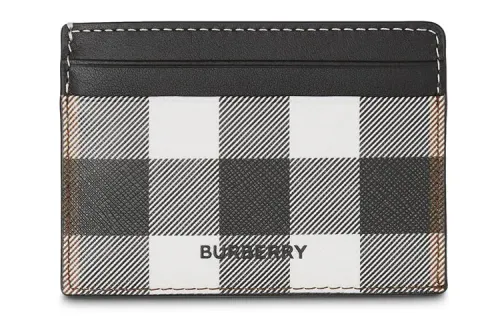 Burberry Checkerboard Leather Card Holder Wallet Unisex Black White