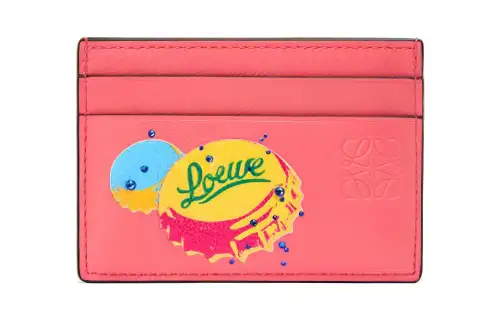 LOEWE Cow Leather Card Holder Women's Coral Powder