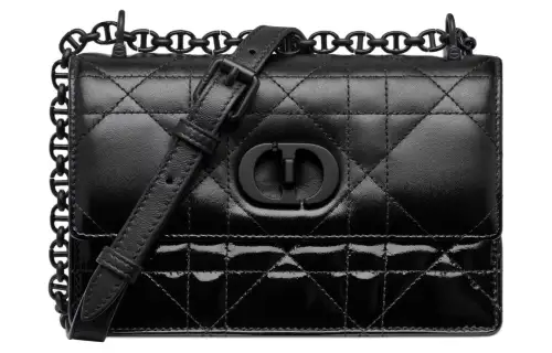 DIOR Caro Wicker Pattern Sheepskin Portable Crossbody Bag, Shoulder Bag Women's Black
