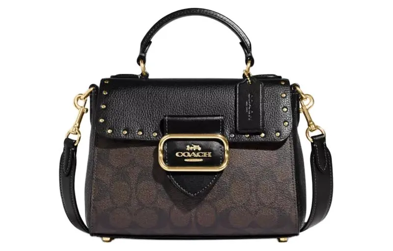 COACH Leather Shoulder Bag, Crossbody Bag, Handbag Small Women's Brown & Black