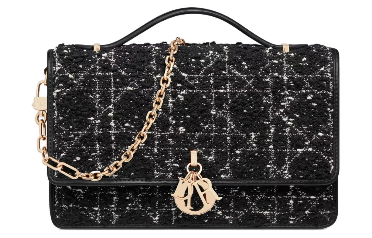 DIOR Dior, removable pendant with letters, adjustable straps, black one-shoulder bag
