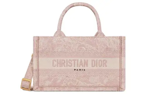DIOR BookTote Embroidery Handbag Mini Women's Pink