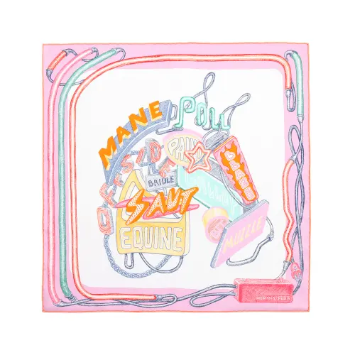 HERMES Chevaloscope Scarves Women's Pink