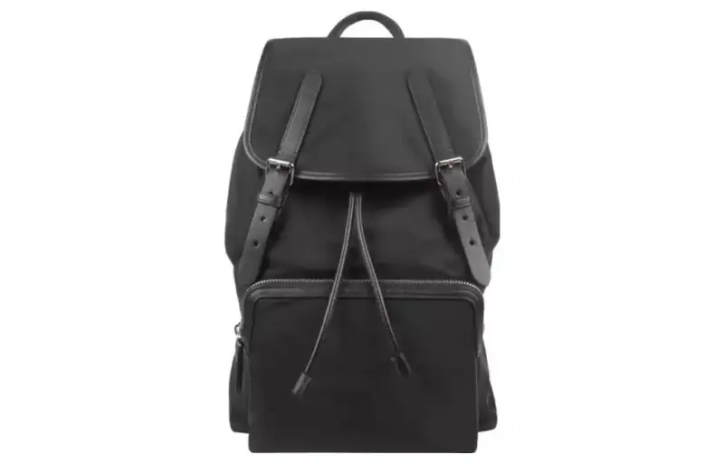 Burberry Logo Print Nylon Double Buckle Backpack Black