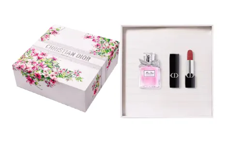 DIOR Dior Fierce Blue Gold Lipstick Floral Sweetheart Perfume Set Love Blossoms Limited Gift Box Eau de Toilette EDT Floral Fragrance Bergamot Rose Peony White Musk