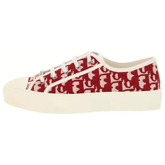 DIOR Women's Walk'N'DIOR Embroidered Cotton Low 'DIOR Oblique - Red'