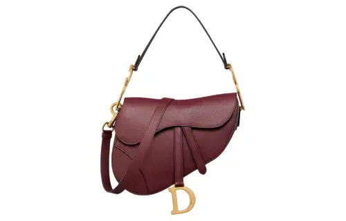 DIOR Saddle Grain Cow Leather Saddle Bag, Shoulder Bag, Crossbody Bag, Handbag Women's Burgundy