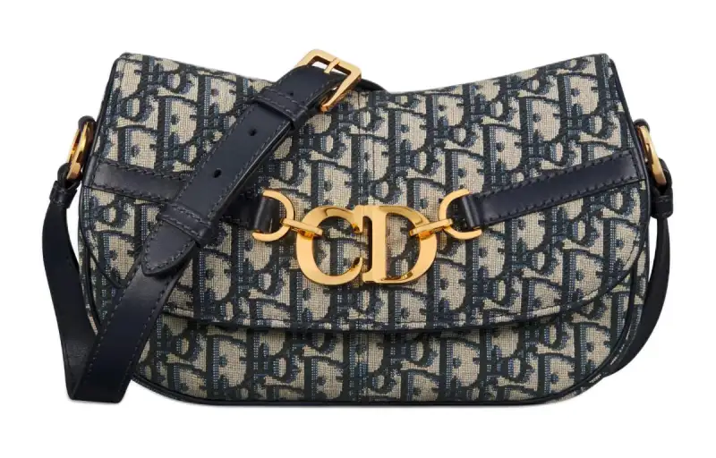 DIOR Oblique Printed Fabric Shoulder Bag, Crossbody Bag Small Women's Blue