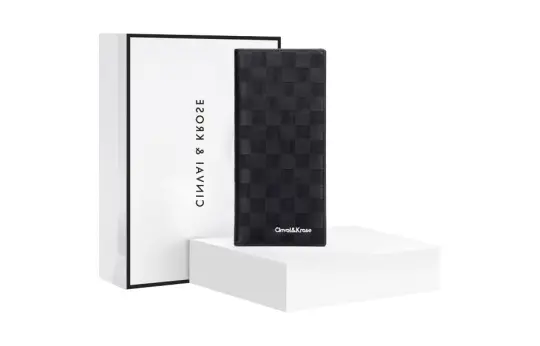CinvaiKrose Cow Leather With Synthetic Leather Long Coin Purse Clutch Card Holder Wallet Regular Men's Black