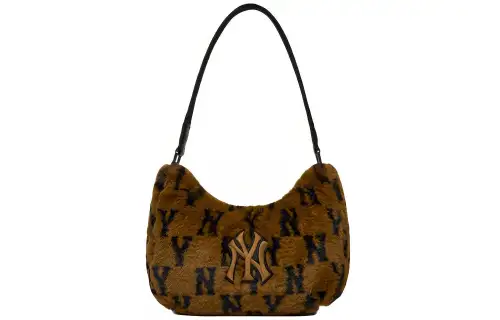 MLB Monogram Collection Lambswool Fleece Pochette, Shoulder Bag, Handbag Regular Women's Coffee