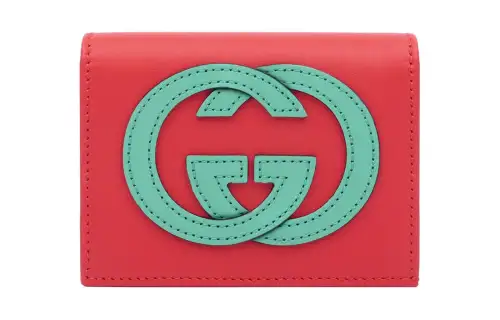 GUCCI Cow Leather Wallet Women's Red
