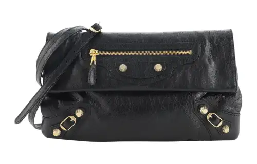 Balenciaga Lambskin With Leather Crossbody Clutch Mini Women's Black