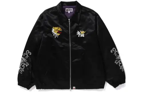 A BATHING APE Souvenir Embroidered Design Satin Jacket