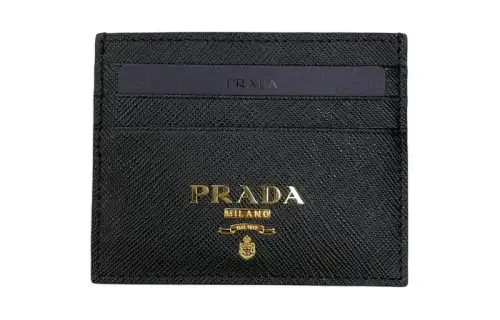 PRADA Leather Card Holder Men's Black
