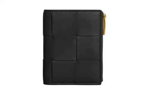 Bottega Veneta Lambskin With Calfskin Wallet Small Women's Black