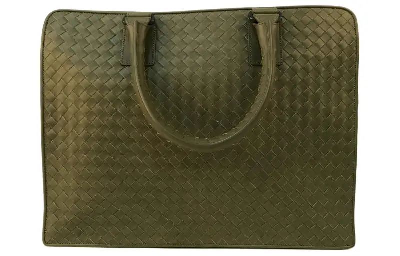 Bottega Veneta Intrecciato Calfskin Briefcase, Handbag Men's Green