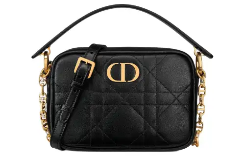 DIOR Caro Cow Leather Camera Bag, Portable Crossbody Bag, Shoulder Bag Small Women's Black