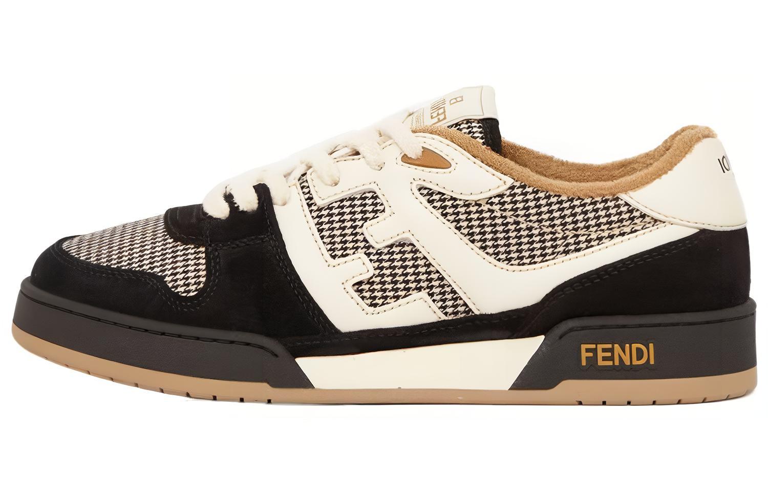 FENDI Fendi Match comfortable and versatile low-top fashion sneakers men's black and white