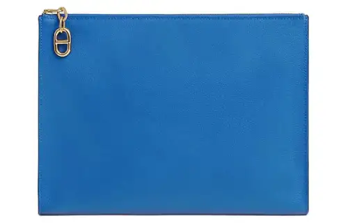 HERMES Zipengo Evercolor Calfskin Makeup Bag Large Men's I7 Bleu Zellige Mosaics Blue