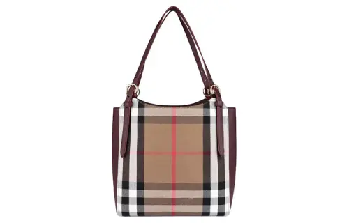 Burberry Canvas With Soft Leather Tote Bag, Shopping Bag, Handbag, Canvas Bag Small Women's Mahogany Red
