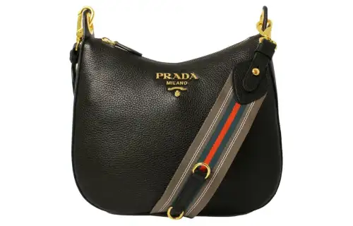 PRADA Leather Crossbody Bag, Shoulder Bag Women's Black