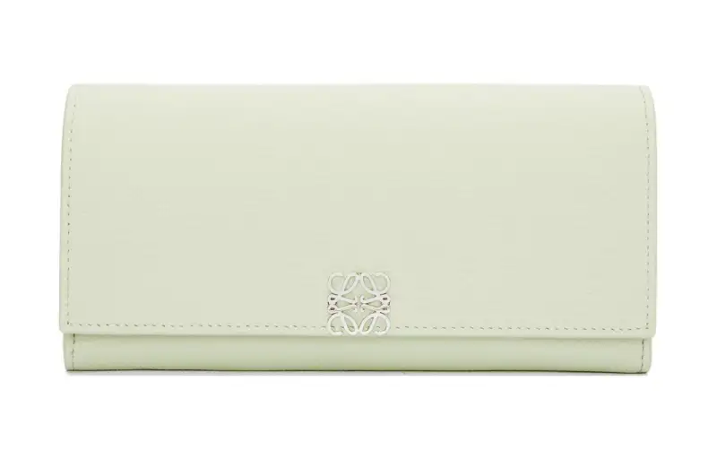 LOEWE Anagram Pebble Texture Cow Leather Wallet Women's Spring Jade
