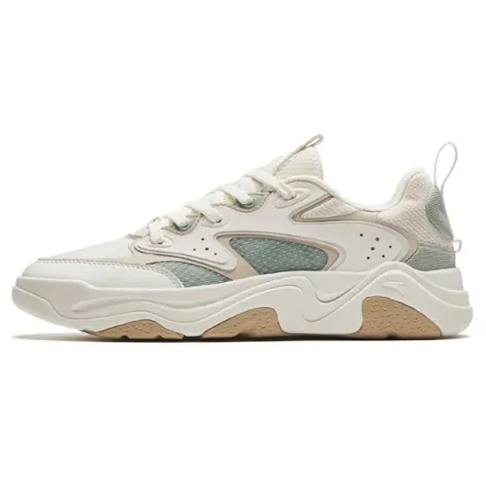 Anta Life Collection Back Wave Wear Resistant Slip Resistant Low Top Casual Shoes Women's White Green