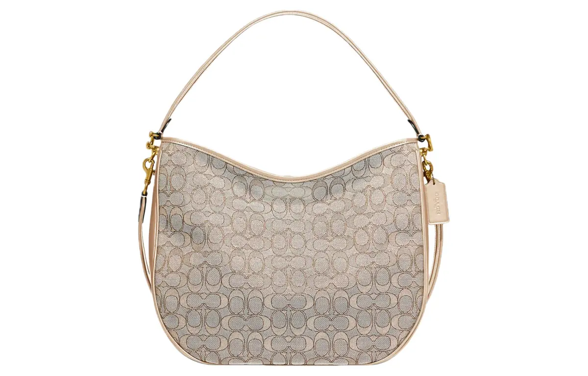 COACH Canvas With Leather Shoulder Bag, Crossbody Bag Large Women's Ecru