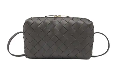 Bottega Veneta Leather Shoulder Bag, Crossbody Bag Mini Women's Gray Brown