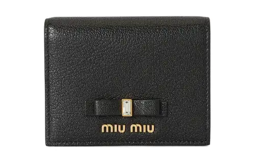 MIU MIU Goatskin Wallet Women's Black