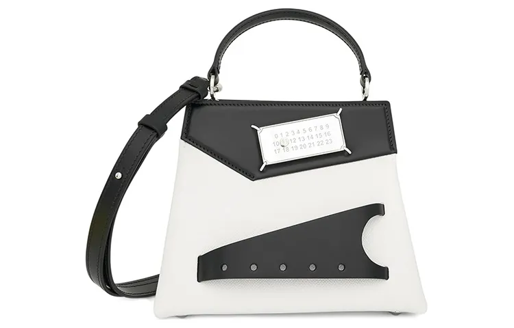 Maison Margiela Calfskin Shoulder Bag, Crossbody Bag, Handbag Small Women's Black & White