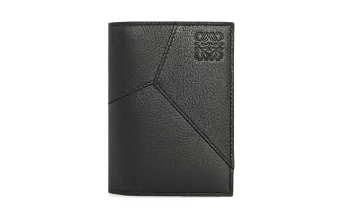 LOEWE Puzzle Cow Leather Card Holder Men's Black