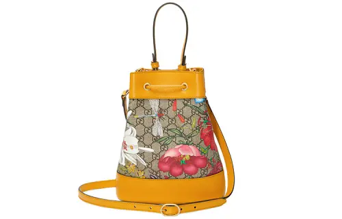 GUCCI Ophidia Cow Leather Bucket Bag, Shoulder Bag, Crossbody Bag Small Women's Ebony/Yellow/Multicolor