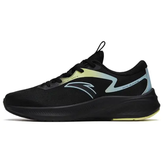 ANTA Road Run Running Shoes Men Low-Top Black Thin Blue