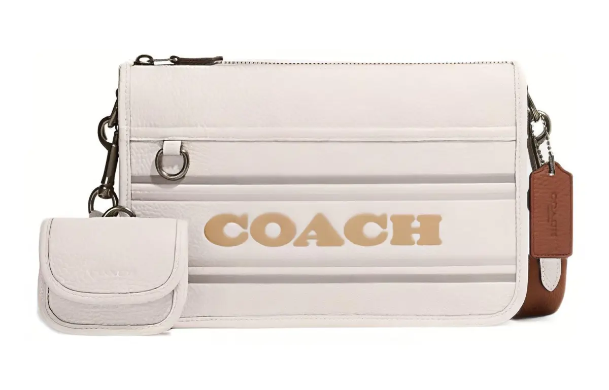 COACH Heritage Cow Leather Shoulder Bag, Crossbody Bag Medium Women's White