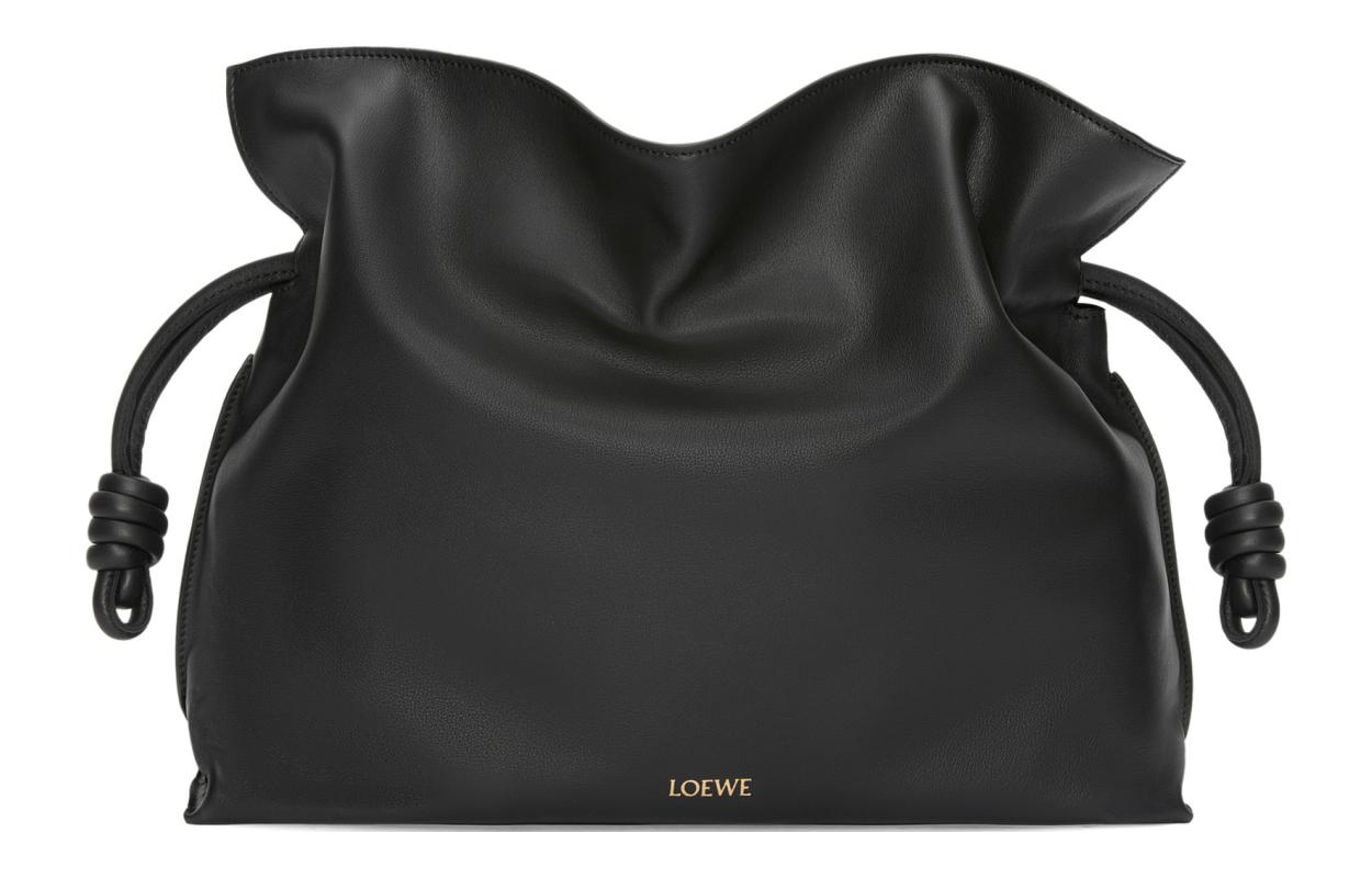 LOEWE Flamenco Napa Calf Leather One Shoulder Clutch Large Women's Black