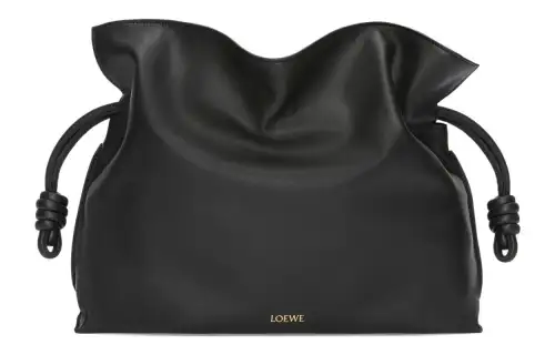 LOEWE Flamenco Napa Calf Leather One Shoulder Clutch Large Women's Black
