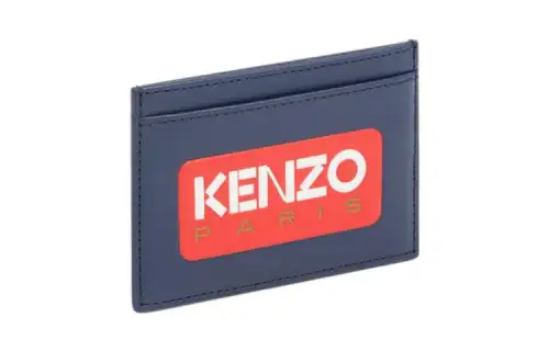 KENZO Cow Leather Card Holder Unisex Blue