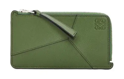 LOEWE Puzzle Cow Leather Card Holder Men's Forest Green